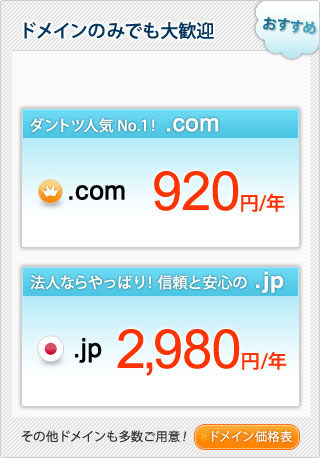 ドメインのみでも大歓迎